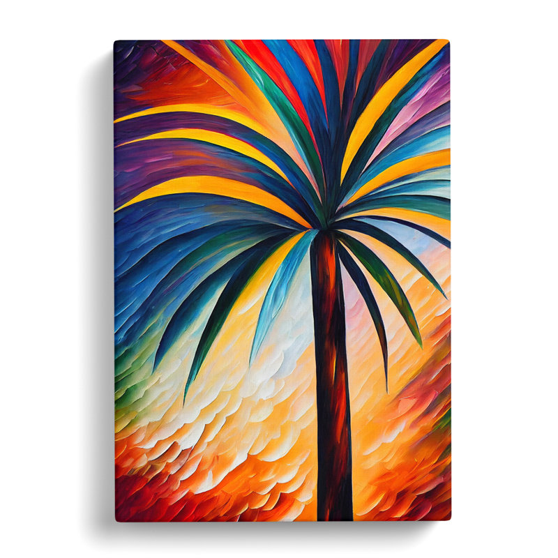 CAN-V0523-1700X Palm Tree Painted - Wrapped Canvas, 76cm H x 50cm W