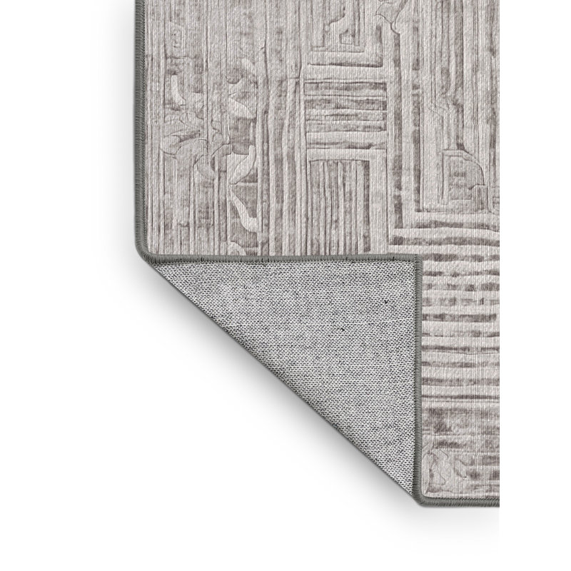 Machine Washable Gray Area Rug, Square 4'