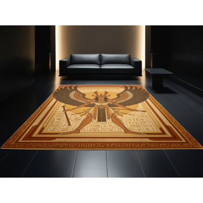 Tapis oriental brun et beige lavable à la machine Hamilton Marduk