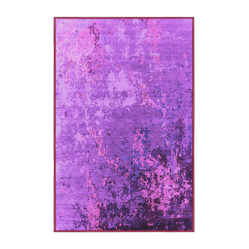 Tapis mauve Mid-Century 2534, Rectangle 3 pi x 5 pi