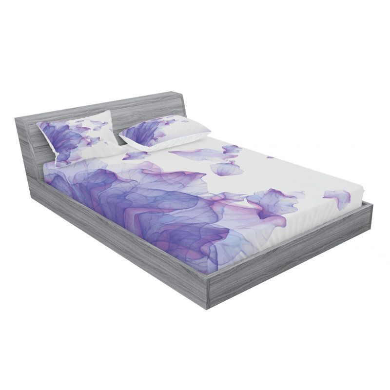 Microfiber Floral Sheet Set, Queen Sheet Set + Fitted Sheet+2 Pillowcases