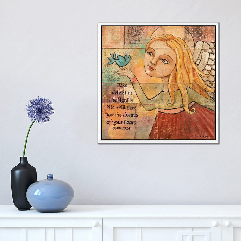 Delight In The Lord by Teresa Kogut - Painting on Canvas, 45.72 cm H x 45.72 cm W, White Framed