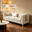 Canapé modulaire Chesterfield trois places en similicuir beige/blanc-1922505257