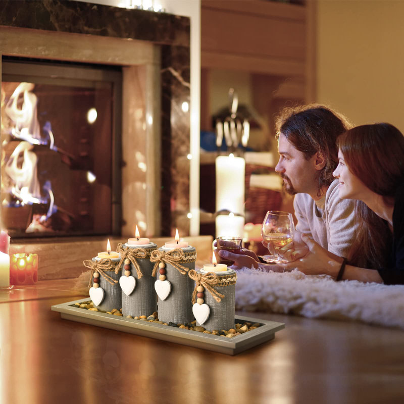 Riffle Wood Tabletop Candlestick