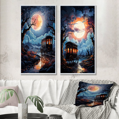 «A Fantasy Ghotic Old Cart - Old American Cart», ensemble de 2 reproductions d'art mural