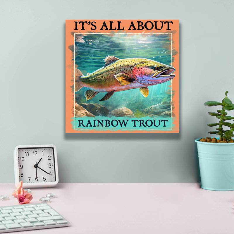  «Rainbow Trout» par Jim Baldwin, art mural sur toile, 12 po x 12 po