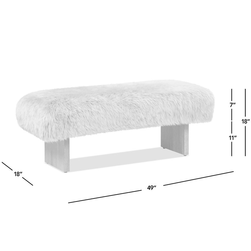 Banc rectangulaire en fourrure de mouton Leda