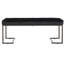 Banc rembourré à losanges, noir et bronze, lignes droites pour un look moderne, structure ouverte, structure en fer avec finition lisse, rembourrage en mousse, revêtement en velours, profondeur 45 po, largeur 15,15 po, hauteur 18,52 po