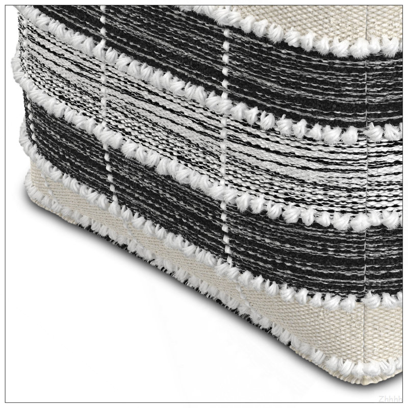Pouf carré orge - blanc / beige / noir