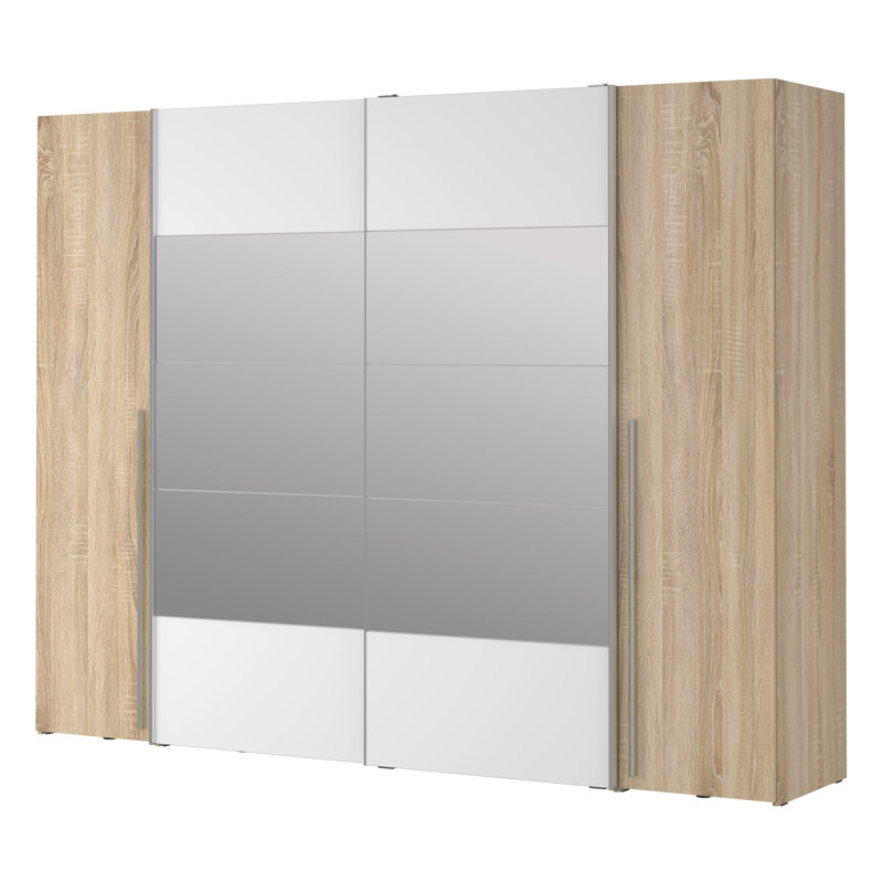 Koran No Wardrobe, 210.5cm H x 270.3cm W x 61.2cm D, Oak/White and Grey