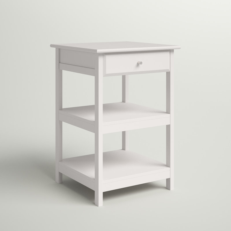 White Composite Wood Traditional Printer Stand with Drawer