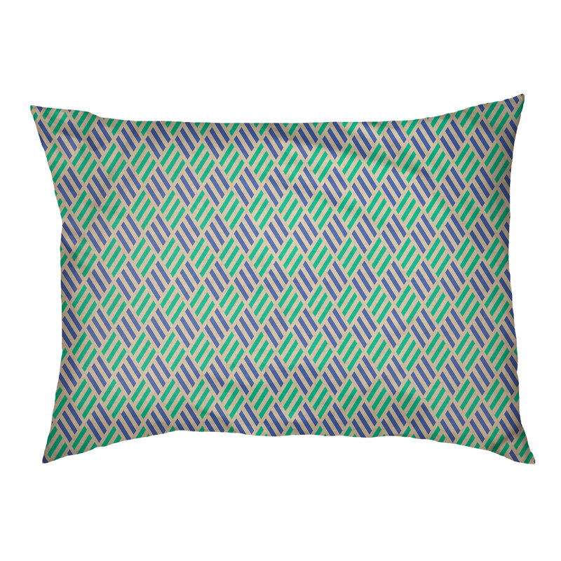 Coussin pour chien à rayures losanges Byrge, Très grand (l 52 po x P 42 po x H 17 po), Vert / bleu clair