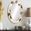 Taupe feuilles mosaïque collage I - Miroir décoratif floral ovale sur métal
