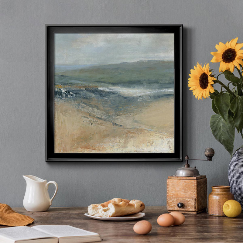 Rolling Seaside I - Peinture sur toile encadrée, H 34,5 po x l 34,5 po x P 1,5 po, Noir