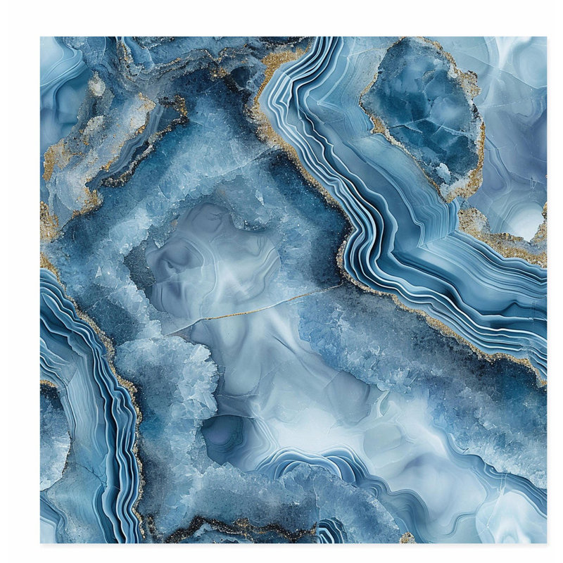 «Abstract Blue Geode Dreams II», reproduction d'art moderne sans cadre, H 20 po x l 20 po