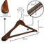 TRIXES 5-Pack Wooden Coat Hangers | Dark Oak | Wide Shoulder and Non-Slip Trouser Bar | Ideal For Suits