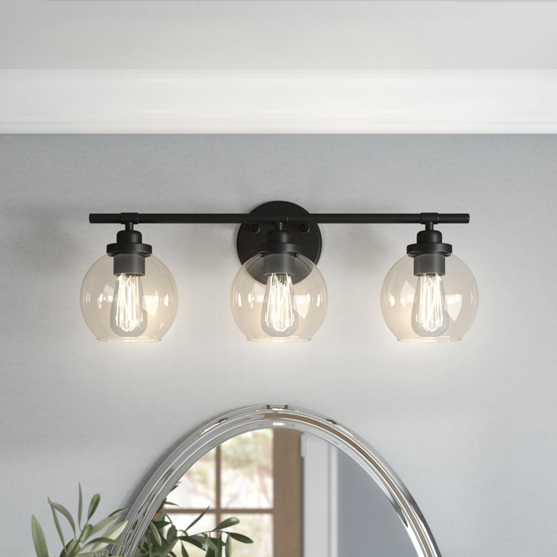 Hegland Dimmable Vanity Light in Matte Black, Matte Black, 3 Lights, 8.5" H x 22.5" W x 22.5" D
