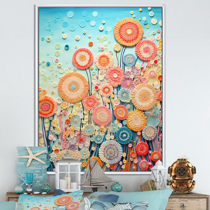 Coral Reef Barrier Impression - impressions sur toile abstraites, H 40 po x l 30 po x P 1,5 po, Cadre naturel flottant