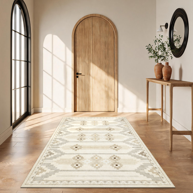Tapis sud-ouest 5 x 7 po, tapis antidérapant, lavable et antidérapant, Beige