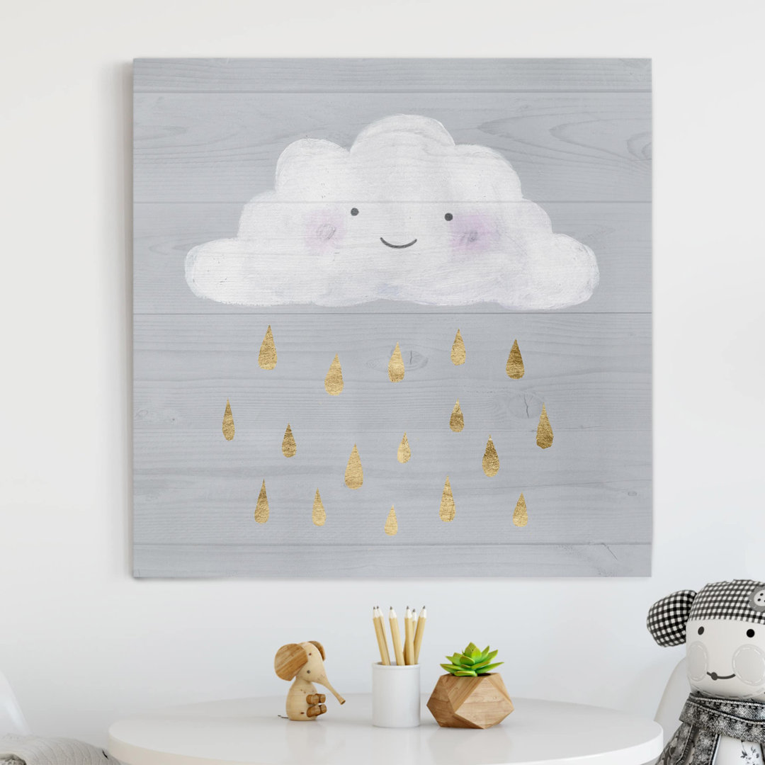 Leinwandbild Wolke Mit Goldenen Regentropfen