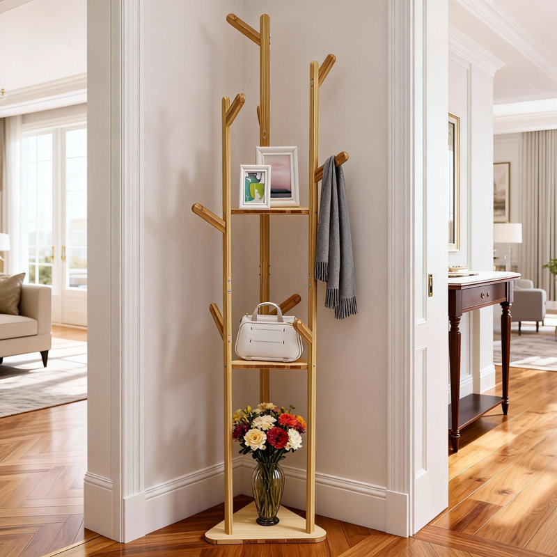 Fegley Solid Wood Freestanding 10 - Hook Coat Rack