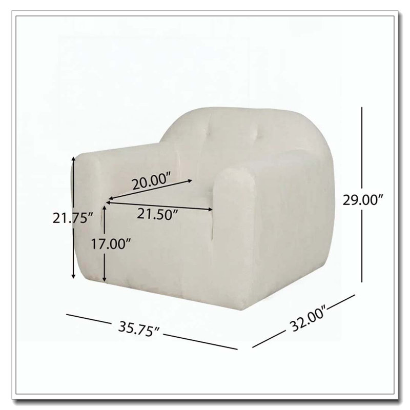 Fauteuil d'appoint 35,75 po, Crème, crème