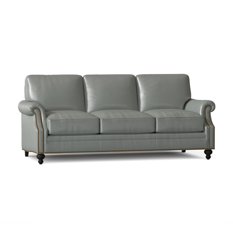 West Sofa, Aline Fumo Genuine Leather, Cobblestone, French Natural