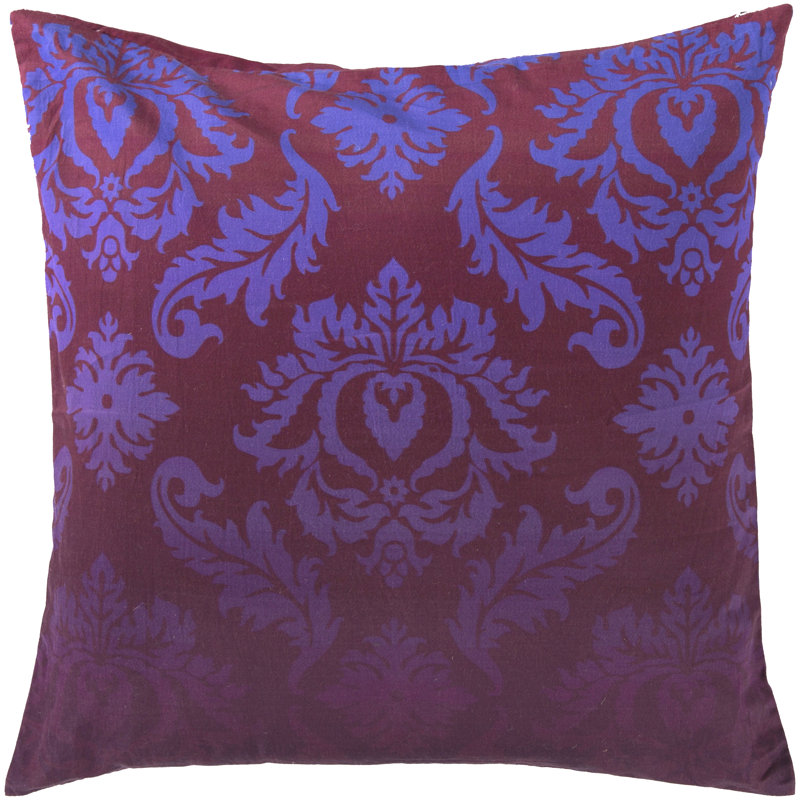 Divine Damask Cotton Throw Pillow, 18" x 18", Purple, Polyester