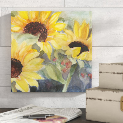 Sunflowers In Watercolor II by Sandra Iafrate - Wrapped Canvas Painting
