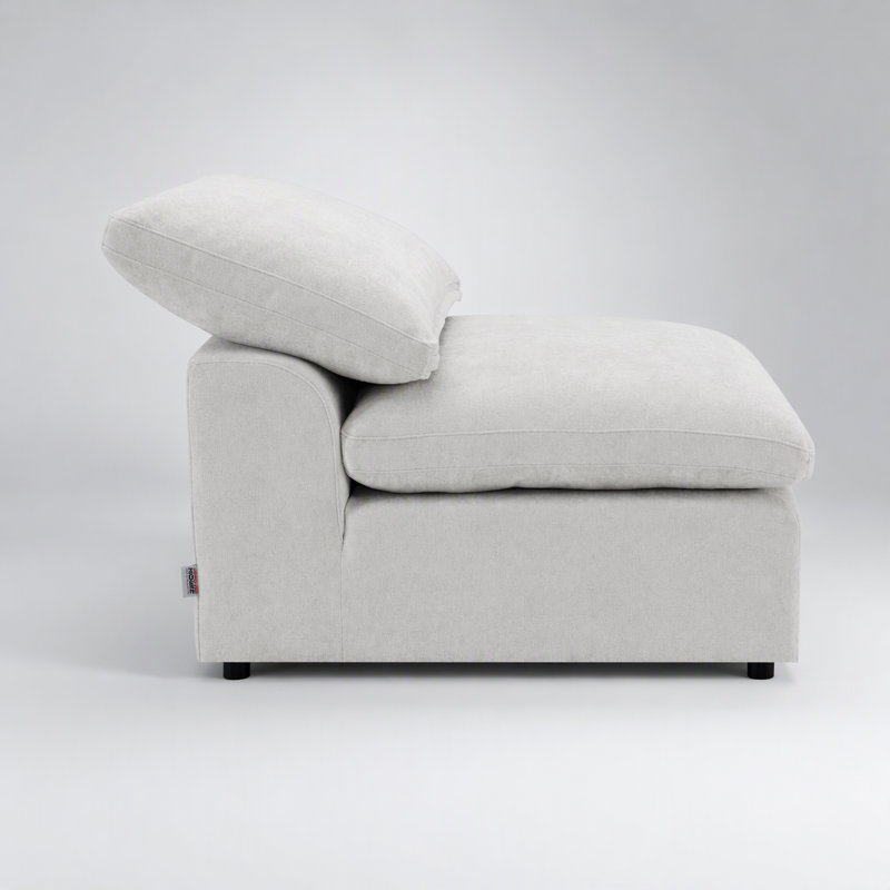 Canapé d'angle modulaire 6 pièces en lin ivoire avec pouf, H 23 po x l 82 po x P 166 po