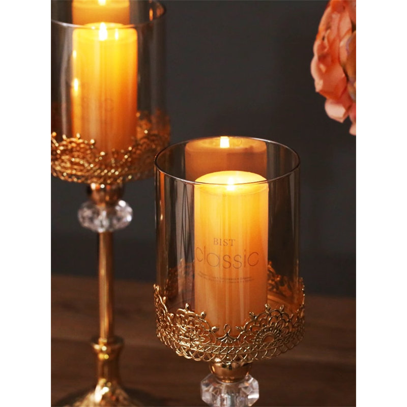 Metal Tabletop Candlestick, 14.57" H x 4.92" W x 4.92" D
