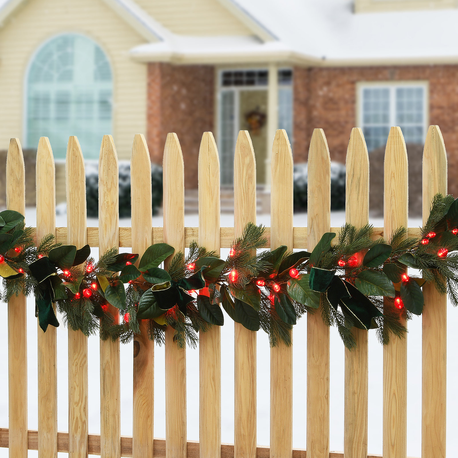 108" Pre-Lit Magnolia Pine Bow Garland