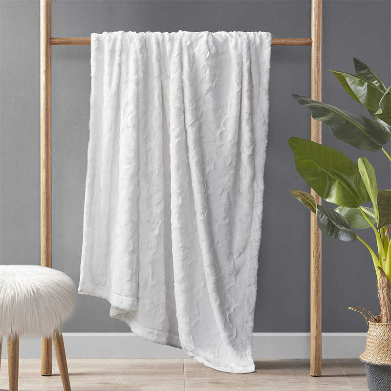 Oversized Faux Fur Throw, White