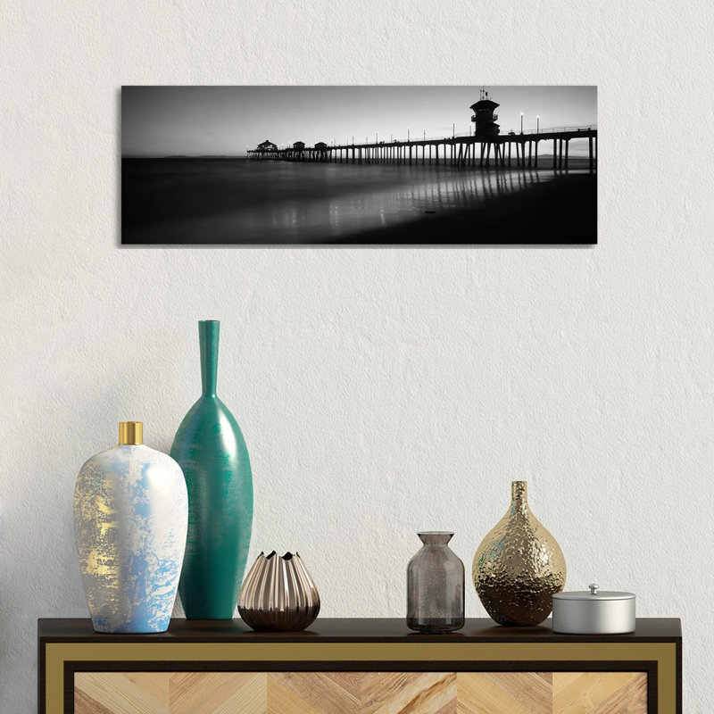 Pier In The Sea, Huntington Beach Pier, Huntington Beach, Orange County, California, USA by Panoramic Images - Wrapped Canvas Panoramic Print