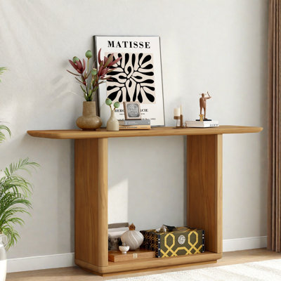 Minimalist Console Table With Curved Corners And U-base Design