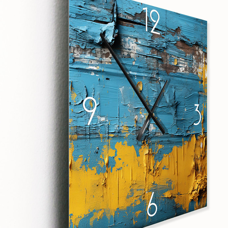 Echos d'Ukraine - horloge murale rétro bleue et jaune, Très grand