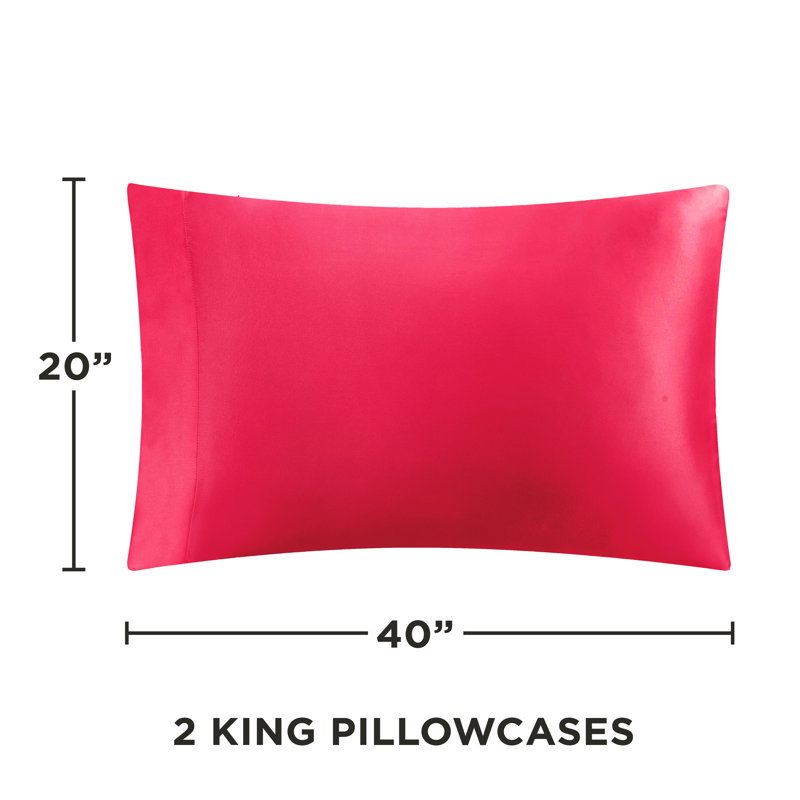 Juicy Couture Premium Silky Satin Sheet Sets, King Sheet Set with 2 Pillowcases, Hot Pink