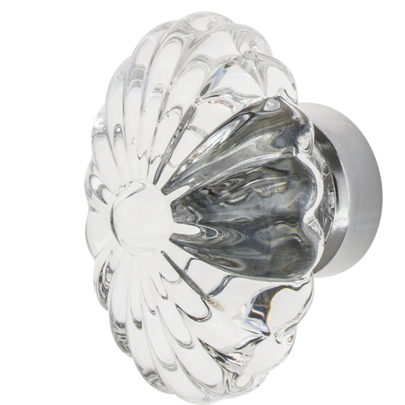Oval Fluted Crystal 1 3/4" Cabinet Knob, Bright Chrome
