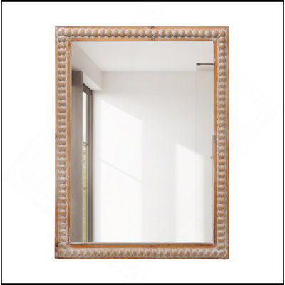 22X30 Inches Wood Framed Mirrors For Bathroom,Wooden Frame Wall Mirror Farmhouse Wall Mounted Rectangle Mirror For Vanity (Horizontal/Vertical) With B