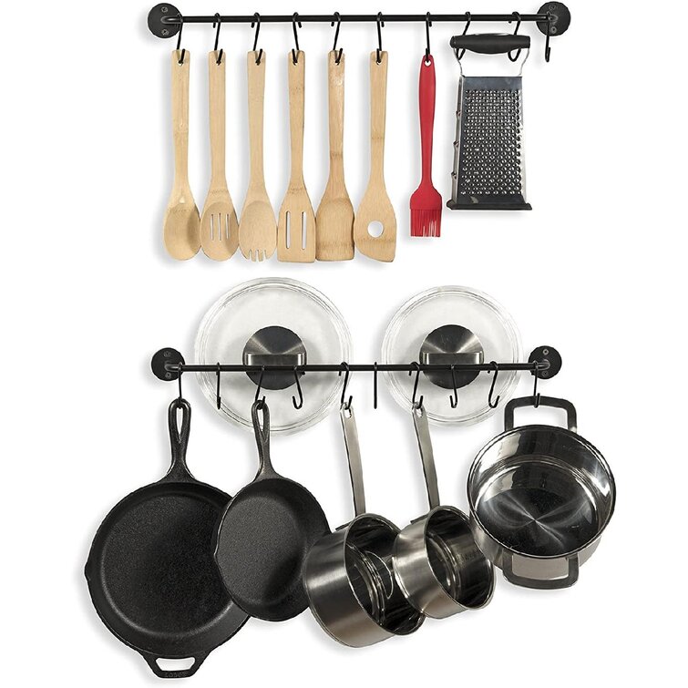 Prep & Savour Damyn Metal Straight Wall Mounted Pot Rack