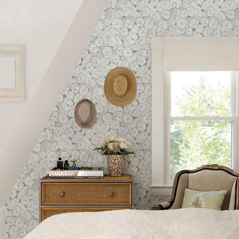 Rouleau de papier peint L 33 pi x l 20,5 po Peyton, Bleu clair
