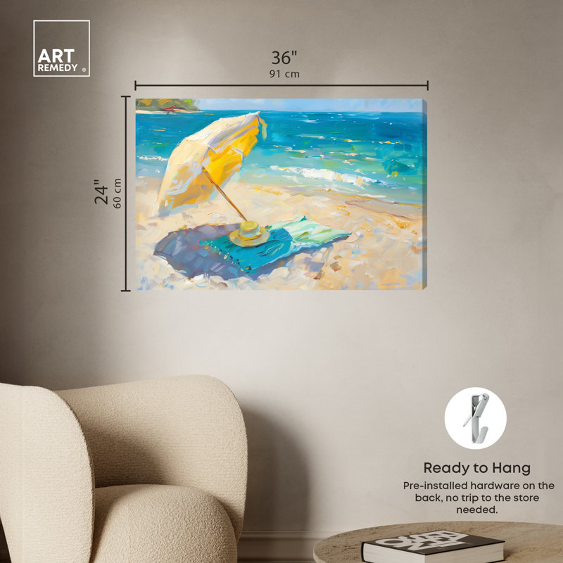 Art Remedy Morning Beach View, cadre coloré bord de mer 57422, Wrapped Canvas, 24" H x 36" W