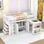 Lit mezzanine simple en bois avec bureau coulissant, armoire de rangement sous le lit, tablette latérale et tiroirs-93168232