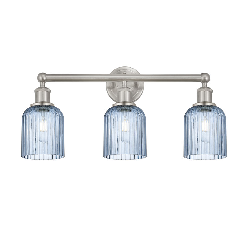 Abat-jour de salle de bain 3 lumières Edison Northgate, Nickel satiné, Bleu