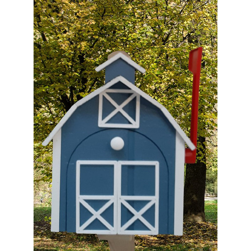 Ensemble de boîte aux lettres et poteaux Amish, Noir, Bleu champêtre