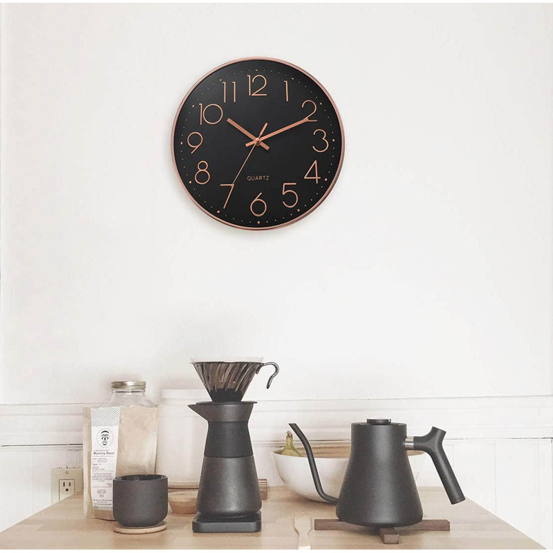 Wall Clock, Black/Rose Gold
