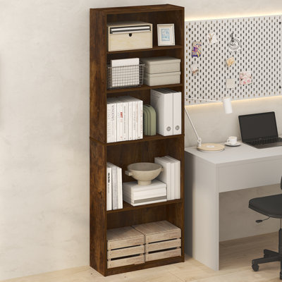 Furinno JAYA Simply Home Adjustable Shelf Bookcase, 5-Tier, Darkwood