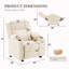 Fauteuil inclinable électrique moderne en tissu de chenille rembourré avec massage, siège pivotant à 360 degrés avec porte-gobelet-1922265888