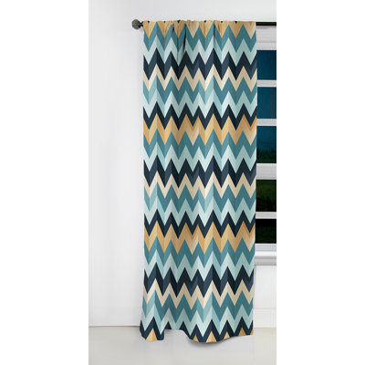 Chevron géométrique bleu et beige - Rideau à chevrons - Rideau occultant - 1 panneaux