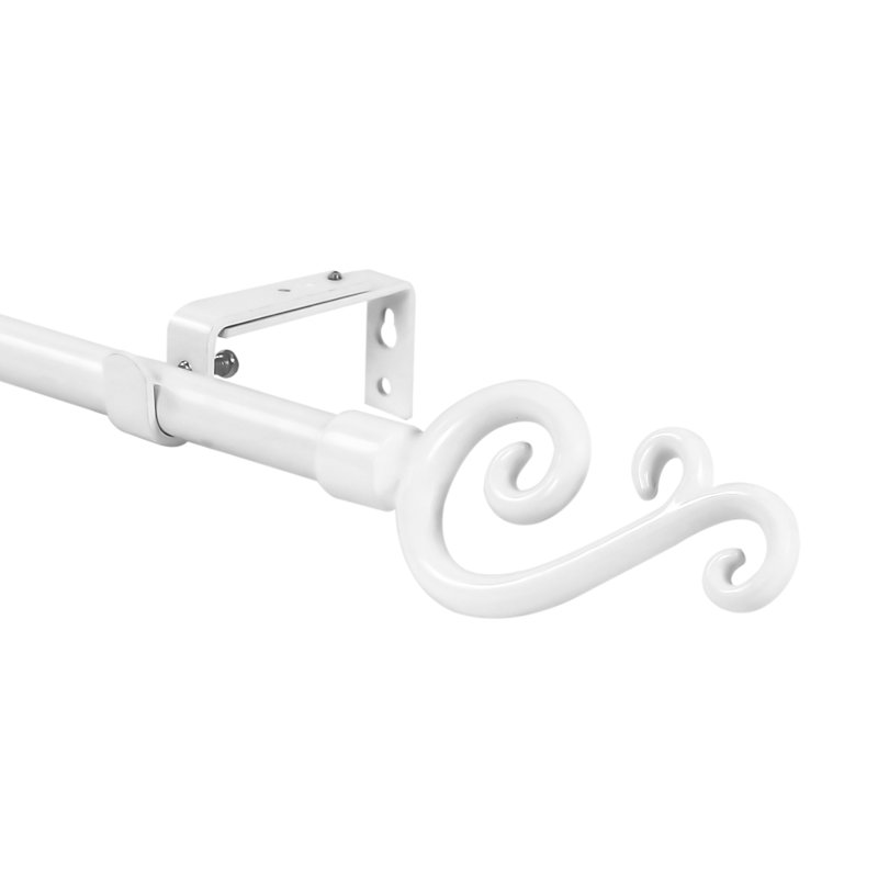 Tringle à rideau simple 0,63 po, H 1 po x l 84 po x P 1 po, Blanc lustré